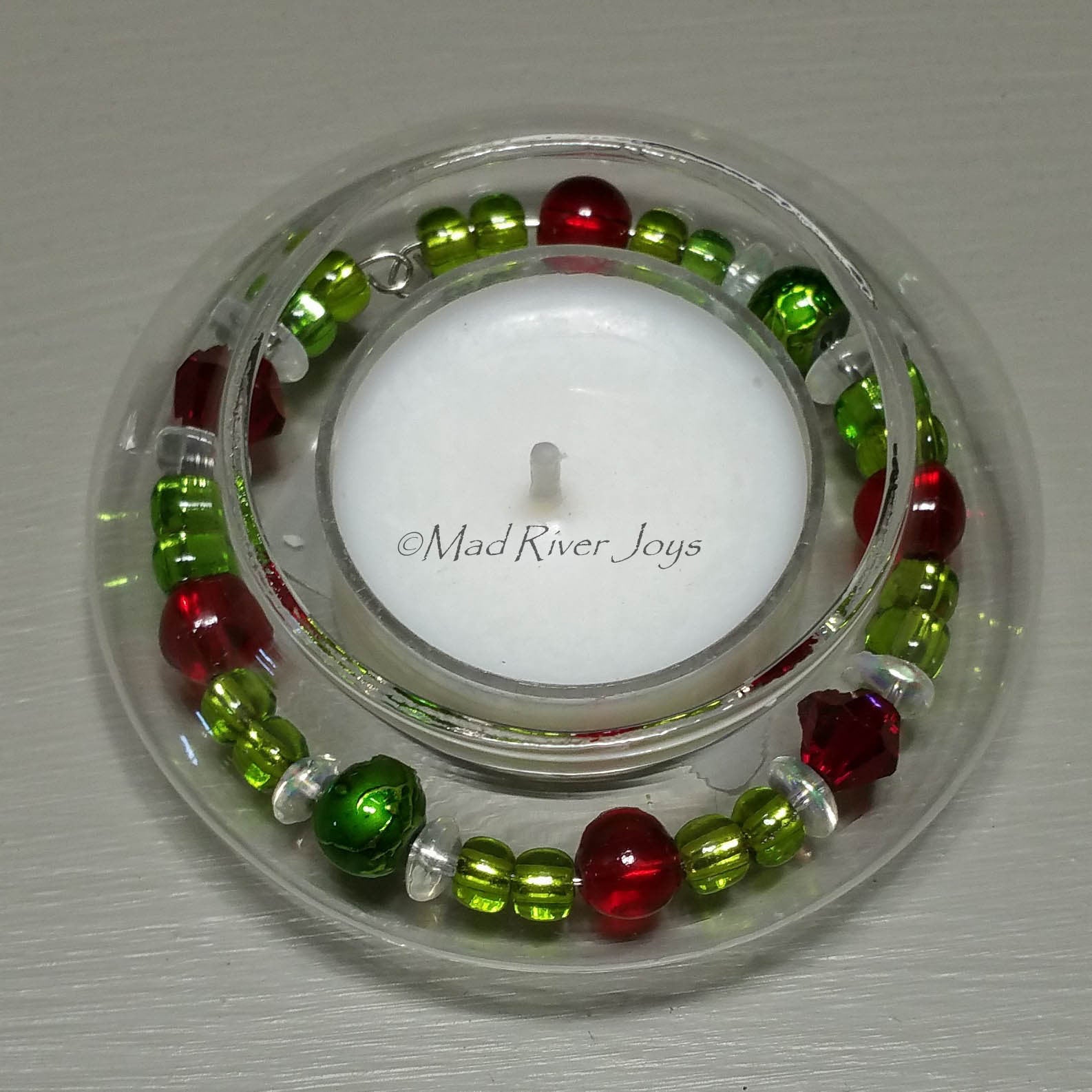 Tea Lights--Floating--Christmas Beaded Tea Light Set