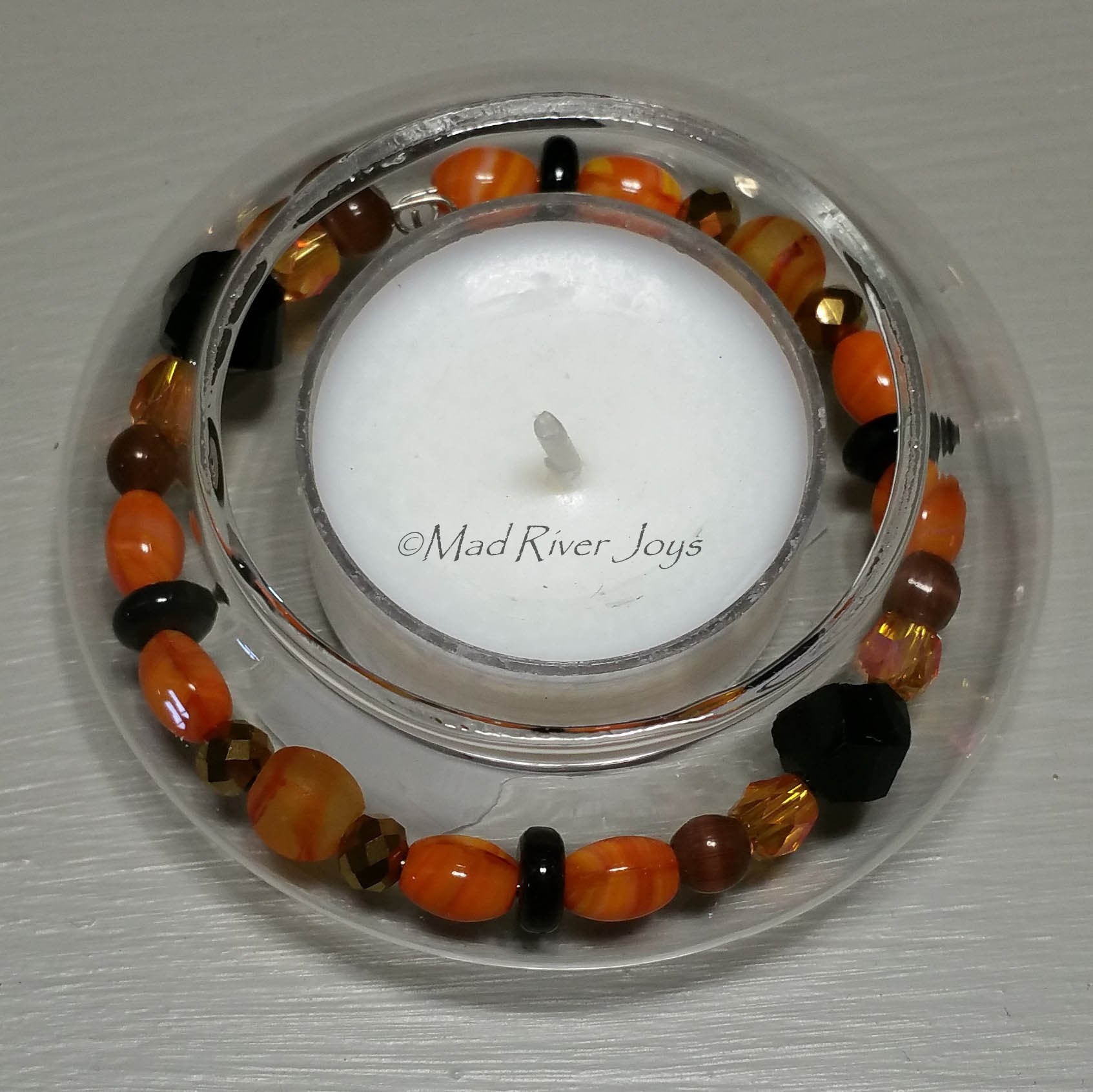 Tea Lights--Floating--Black Cat Beaded Tea Light Set