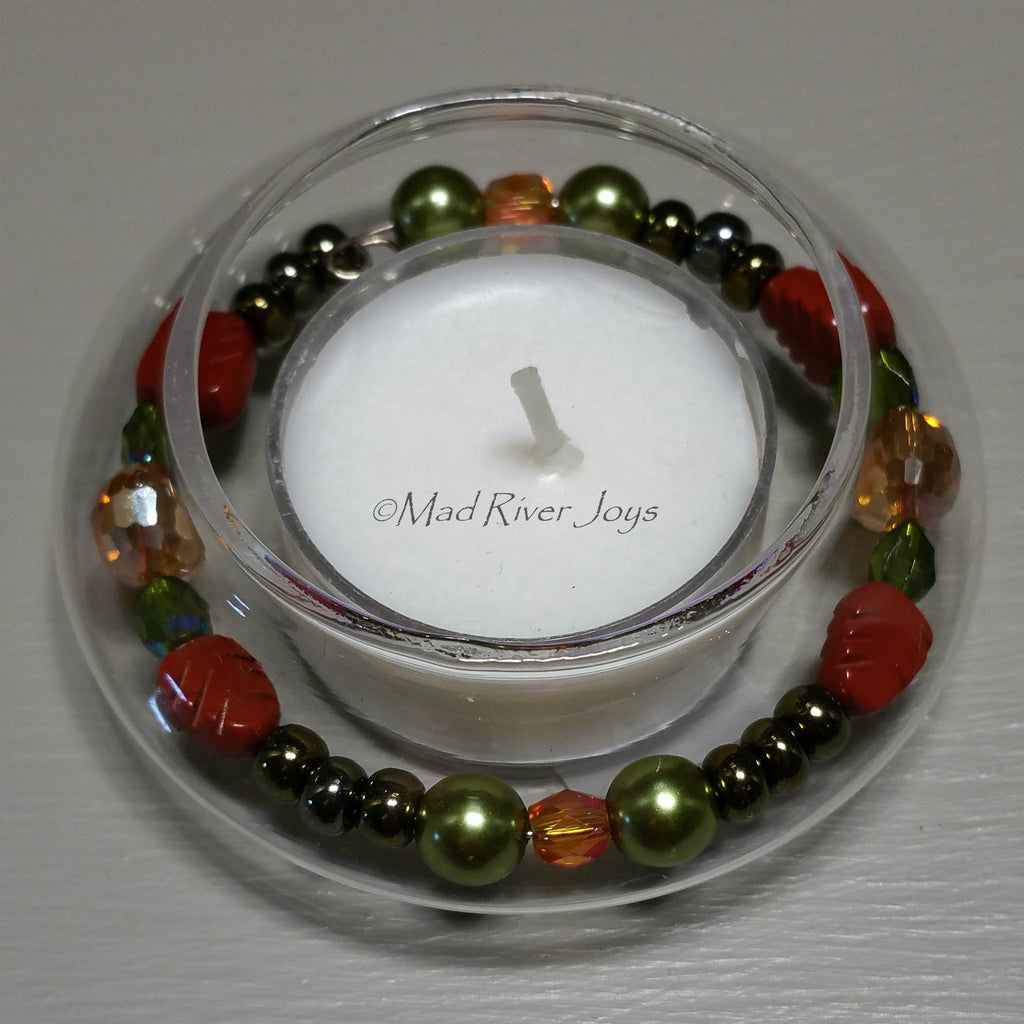 Tea Lights--Floating--Autumn Beaded Tea Light Set