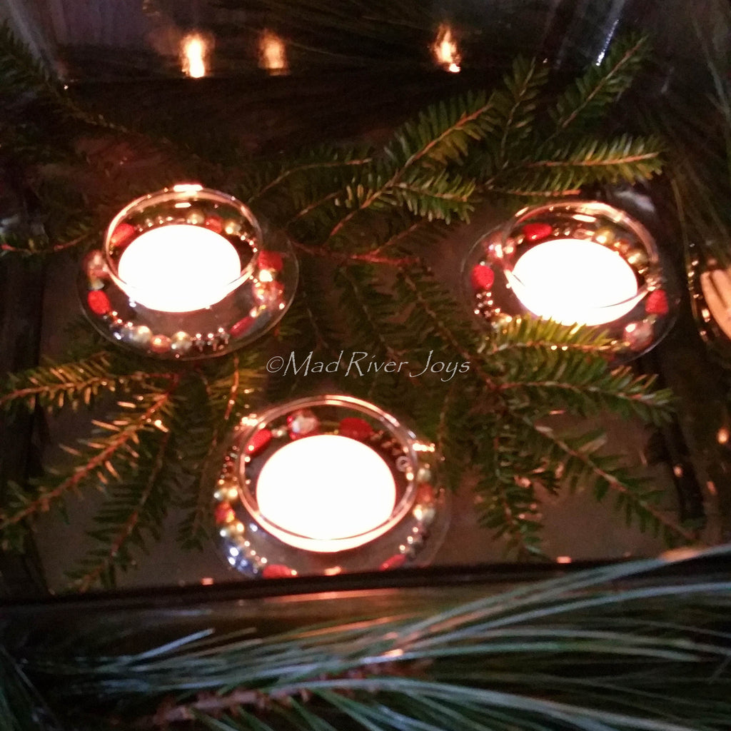 Tea Lights--Floating--Autumn Beaded Tea Light Set