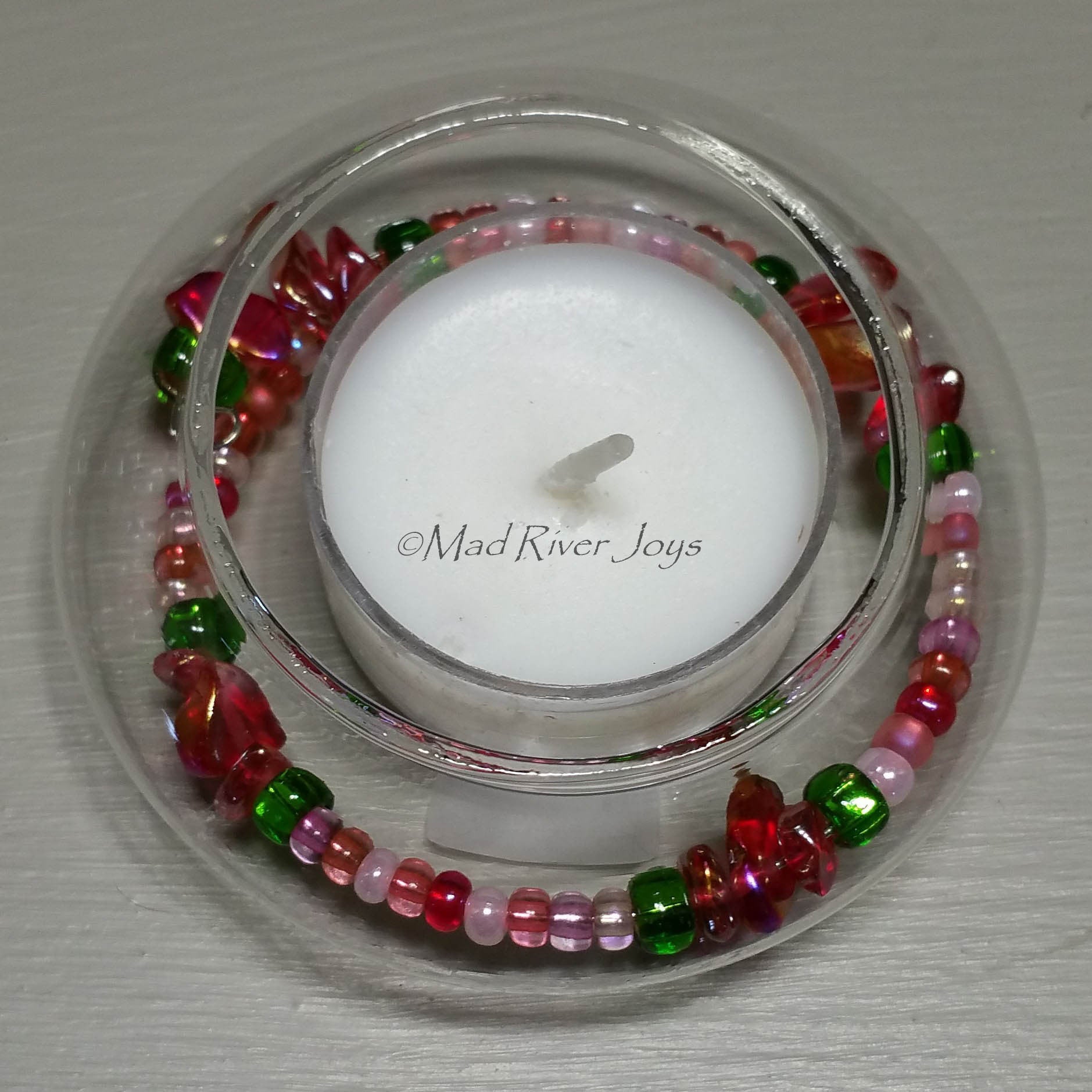 Tea Lights--Floating--Strawberry Beaded Tea Light Set