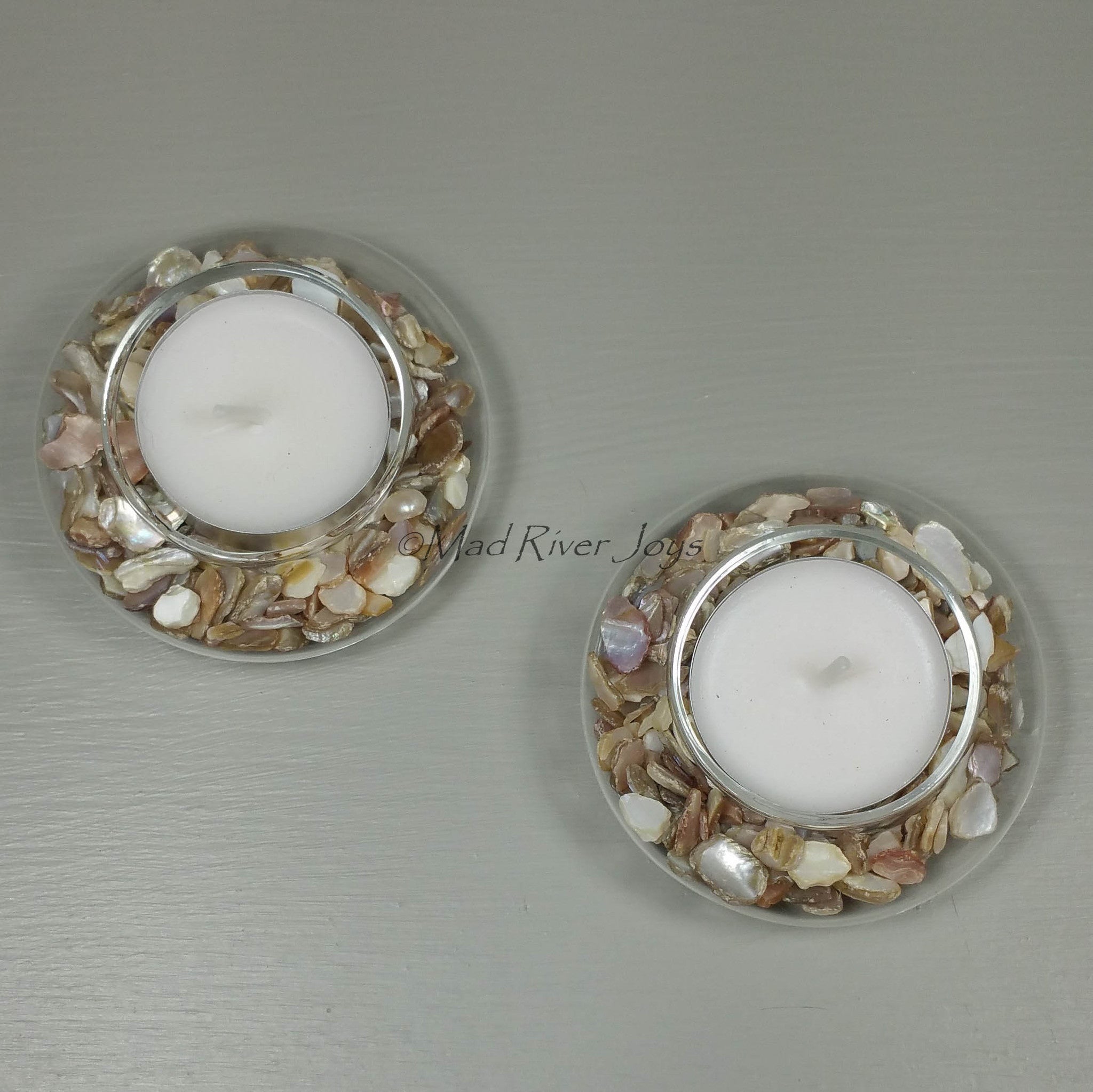 Tea Lights--Non-Floating--Natural Crushed Shell Tea Light Set