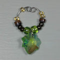 Wine Glass Charms--Glass Crystal Leaf--Light Green Transparent