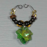 Wine Glass Charms--Glass Crystal Leaf--Two-tone Brown