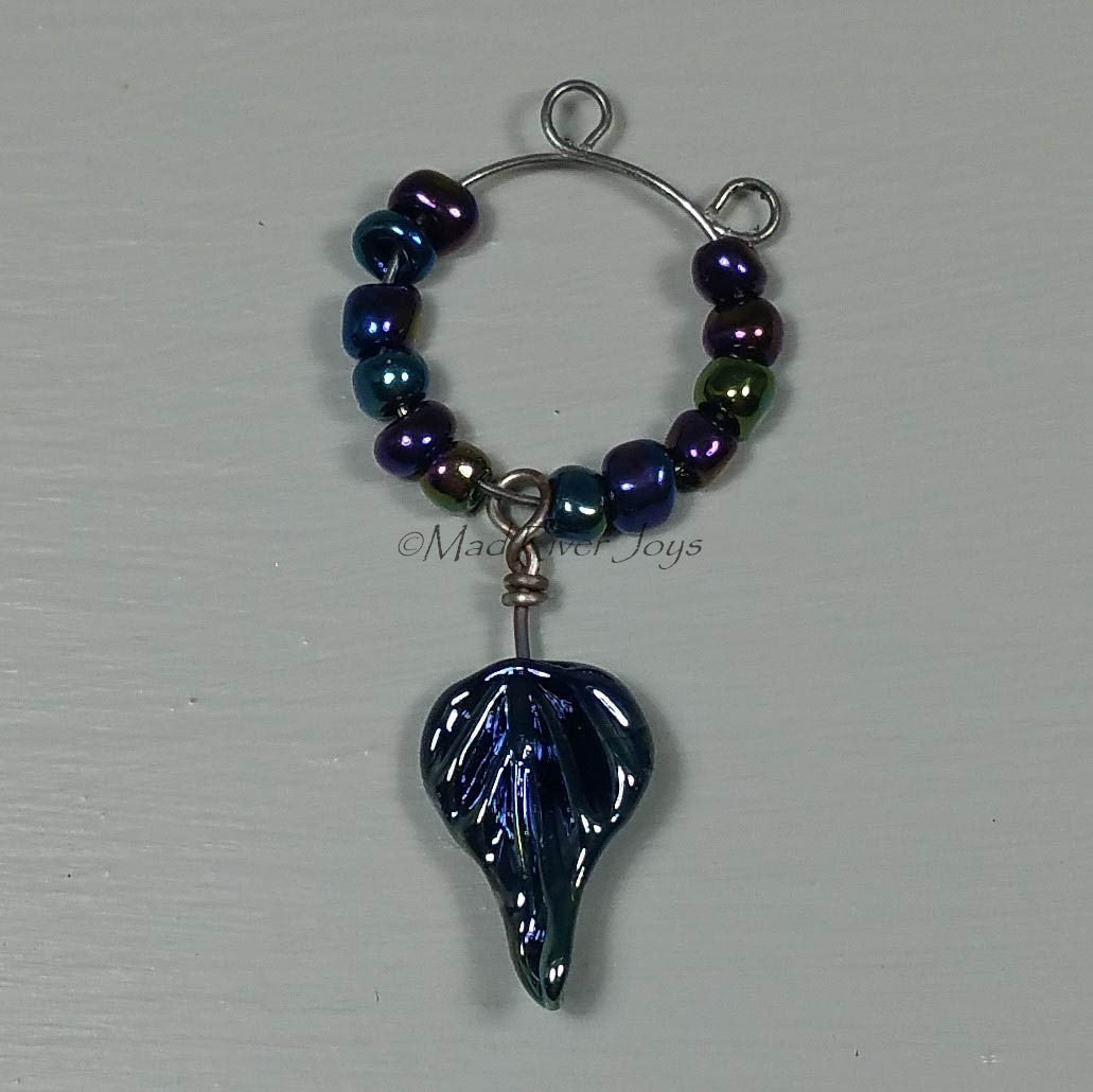 Wine Glass Charms--Lampwork Leaf--Triton