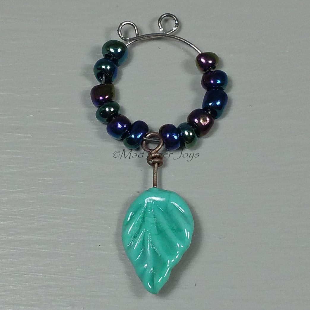 Wine Glass Charms--Lampwork Leaf--Celadon