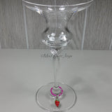 Wine Glass Charms--Lampwork Strawberry--Orange