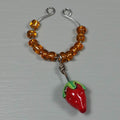 Wine Glass Charms--Lampwork Strawberry--Orange
