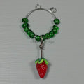 Wine Glass Charms--Lampwork Strawberry--Dark Green