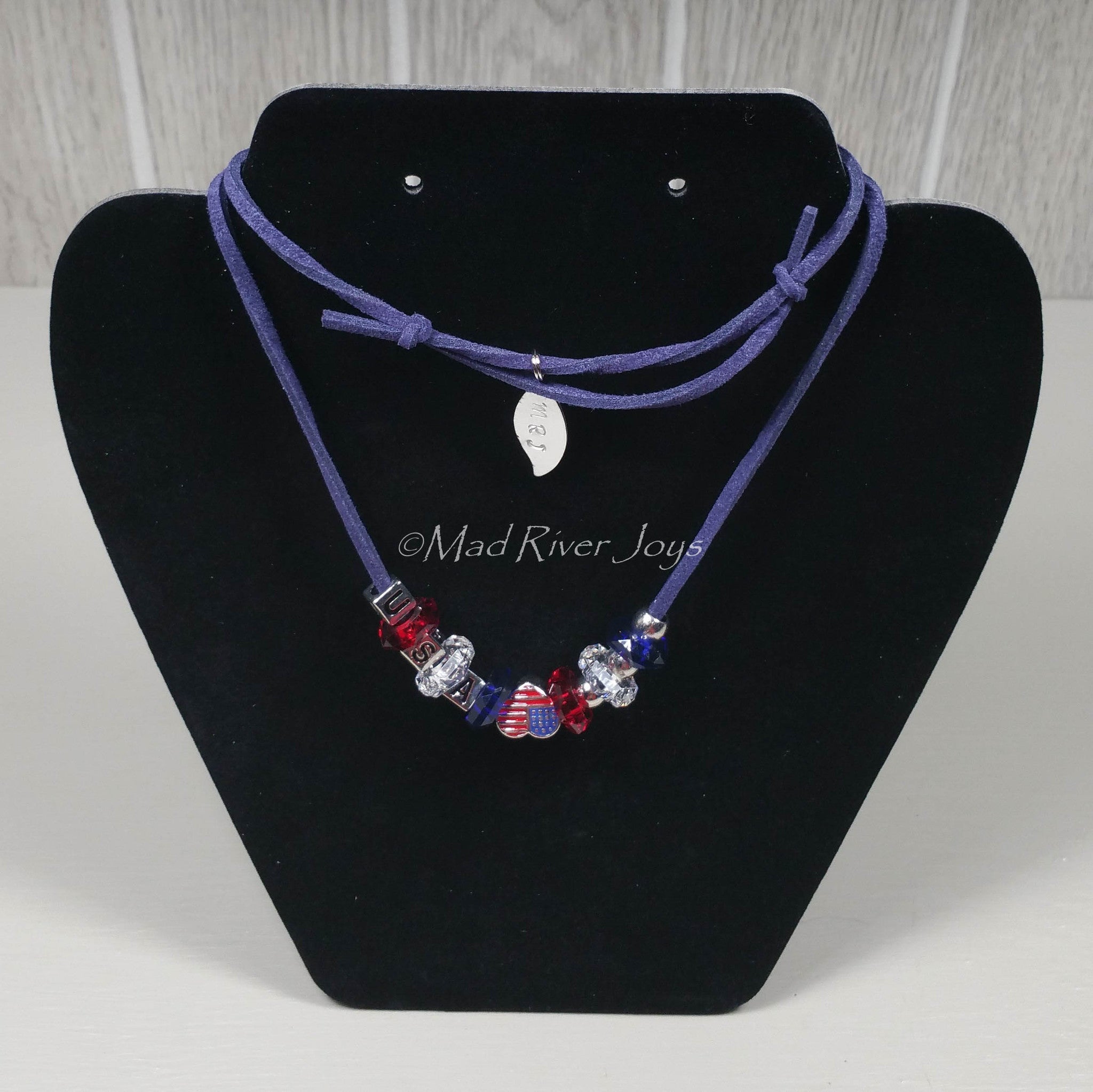 Necklace--Dark Blue USA Charm