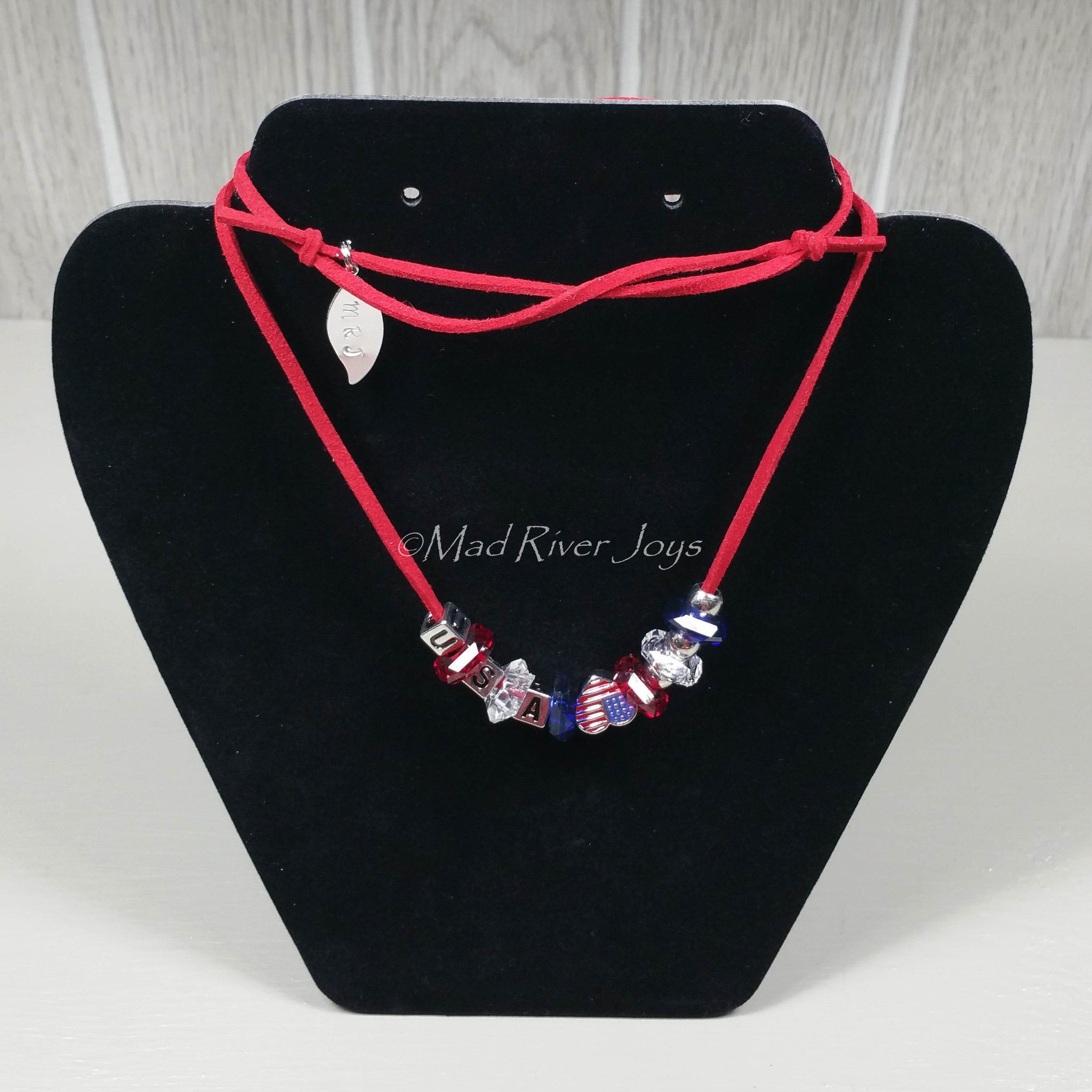 Necklace--Red USA Charm
