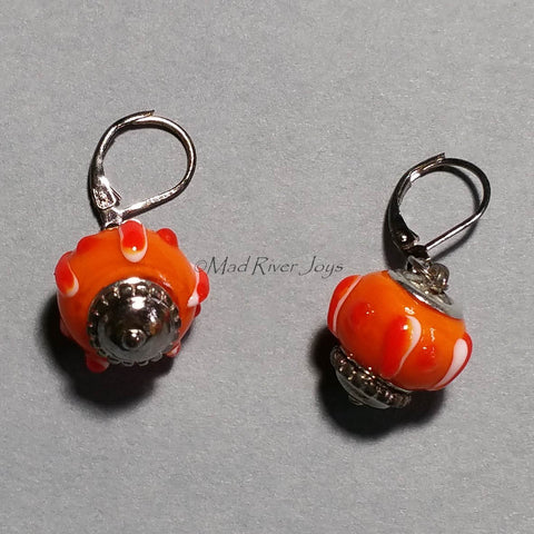 Earrings--Big Bead--Pumpkin Orange