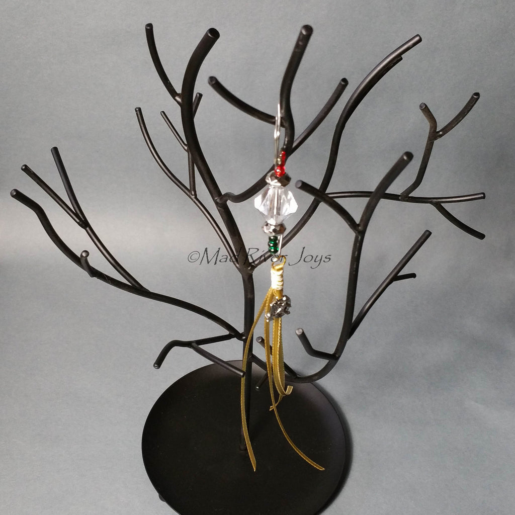 Ornament Hanger--Silver and Acrylic Crystal Christmas--Set of 4