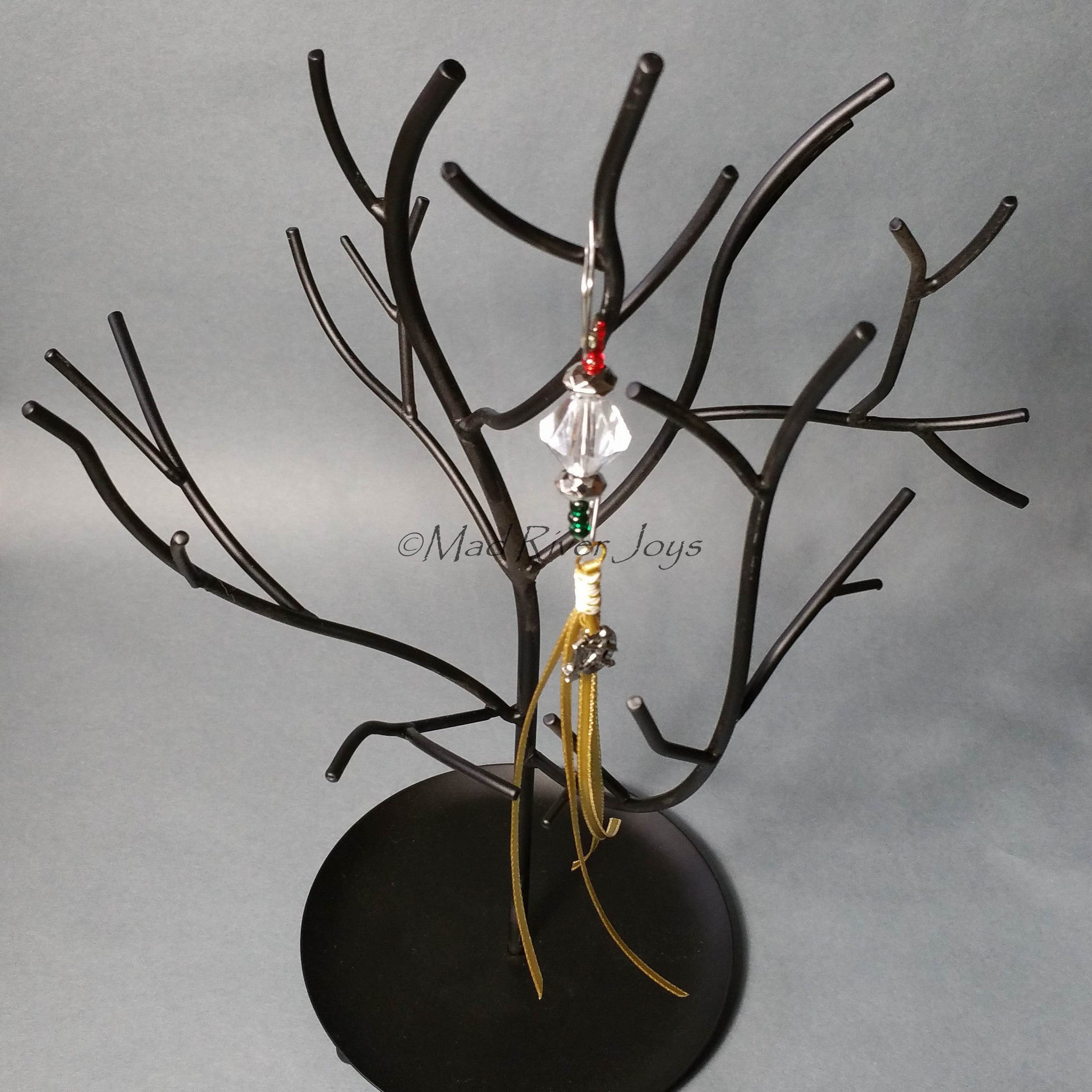 Ornament Hanger--Silver and Acrylic Crystal Christmas--One