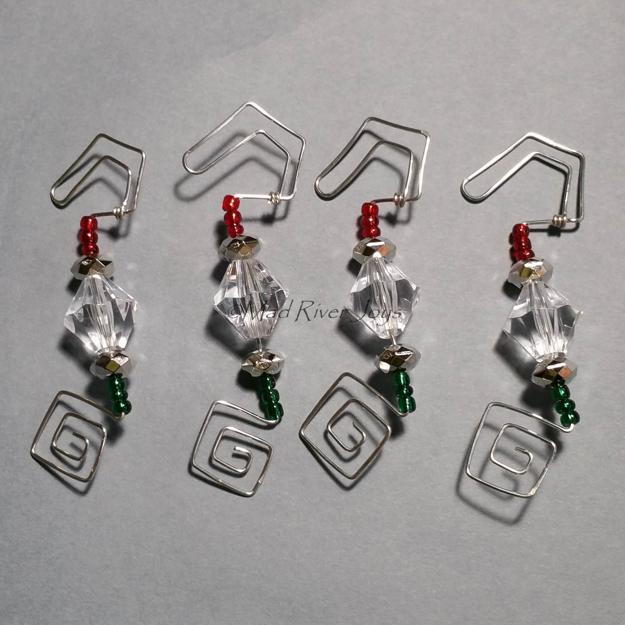 Ornament Hanger--Silver and Acrylic Crystal Christmas--One