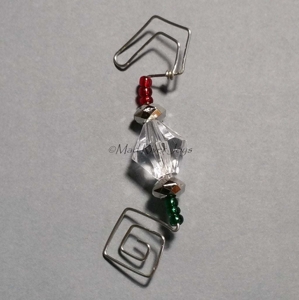 Ornament Hanger--Silver and Acrylic Crystal Christmas--Set of 4