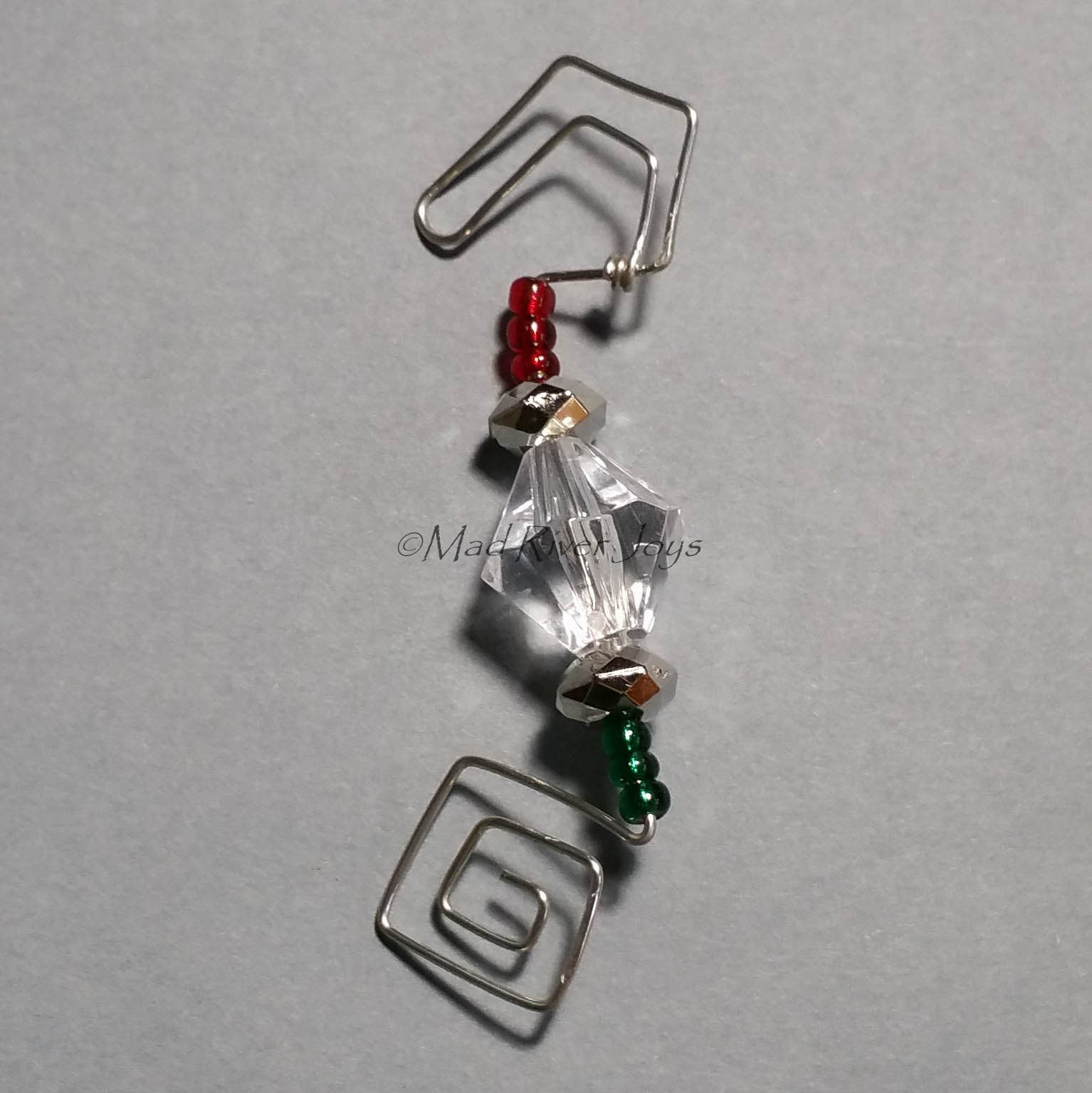 Ornament Hanger--Silver and Acrylic Crystal Christmas--One