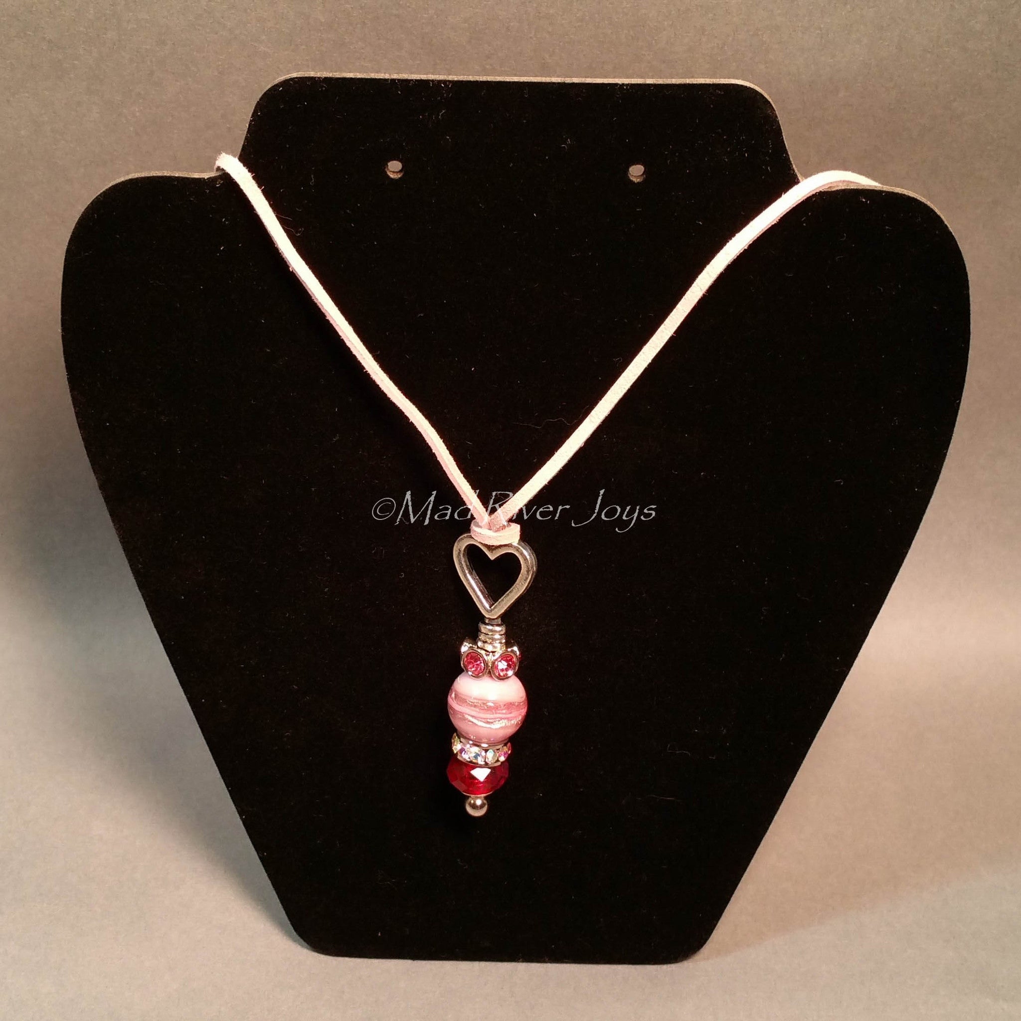 Necklace--Pink Swirl Heart Drop