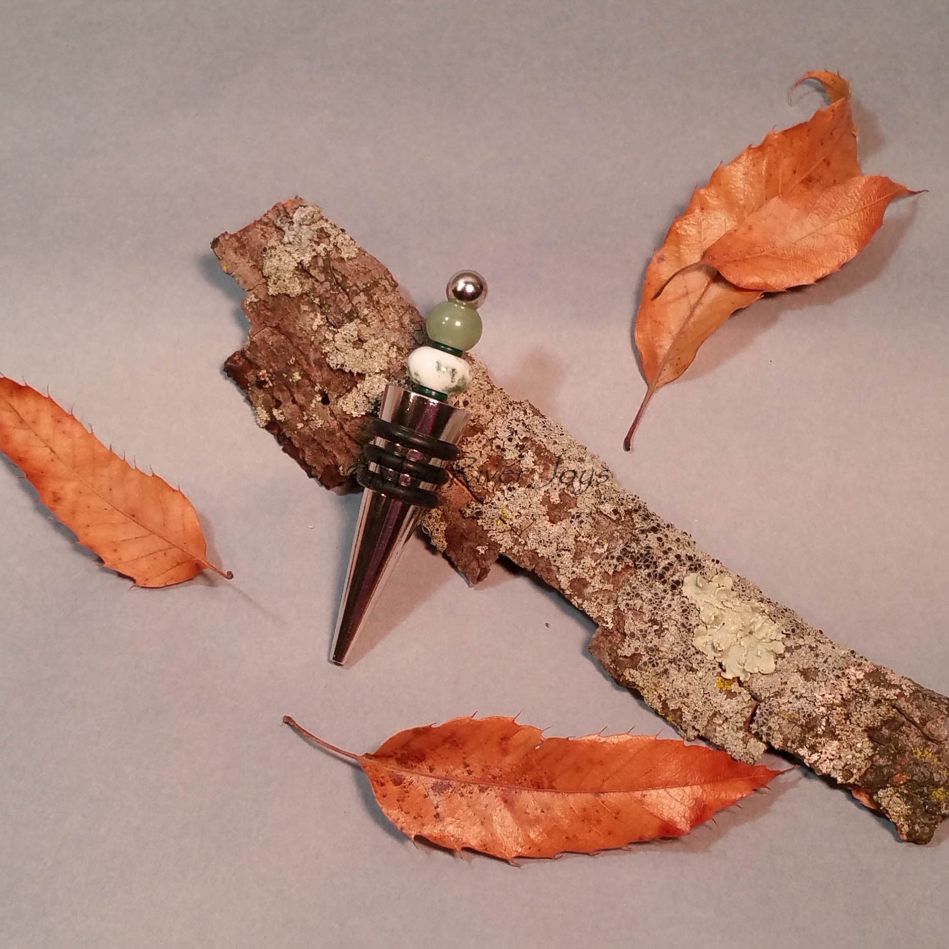 Bottle Stopper--Green Aventurine and Tree Agate