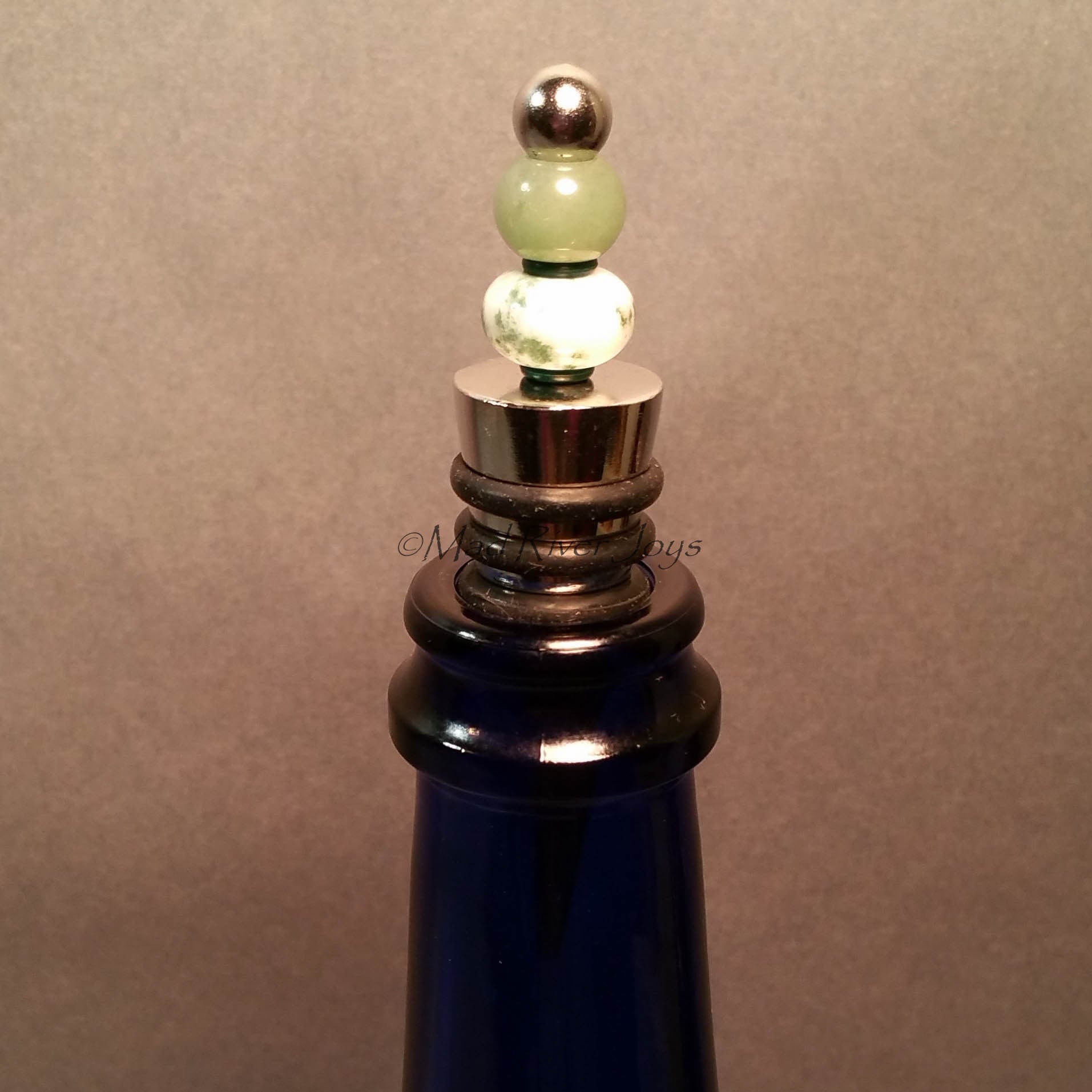 Bottle Stopper--Green Aventurine and Tree Agate