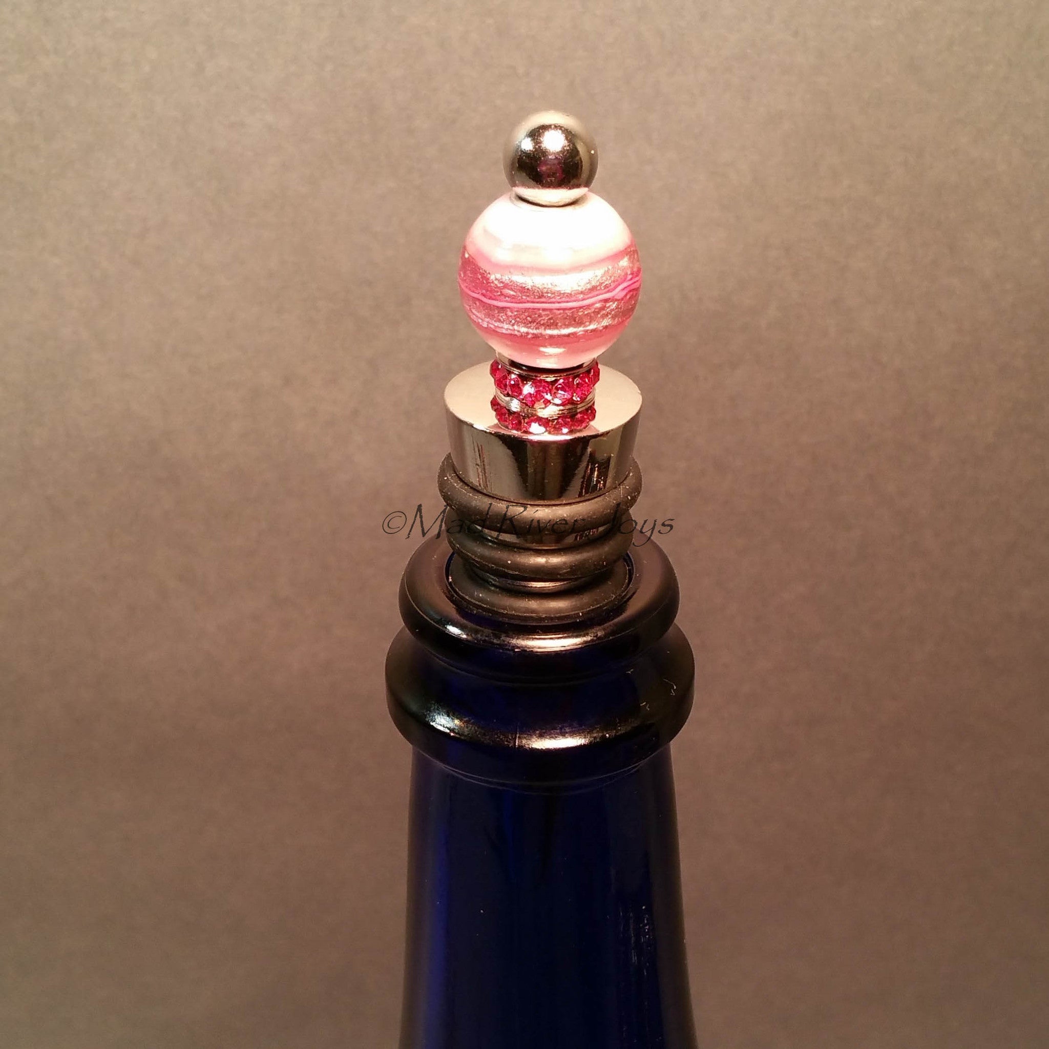 Bottle Stopper--Pink Swirl Pink