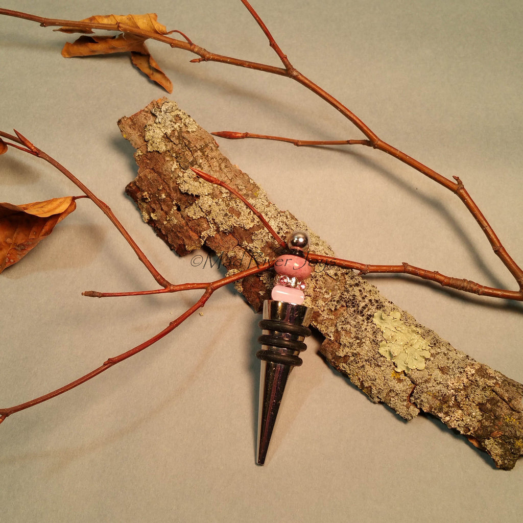 Bottle Stopper--Rhodonite Pink