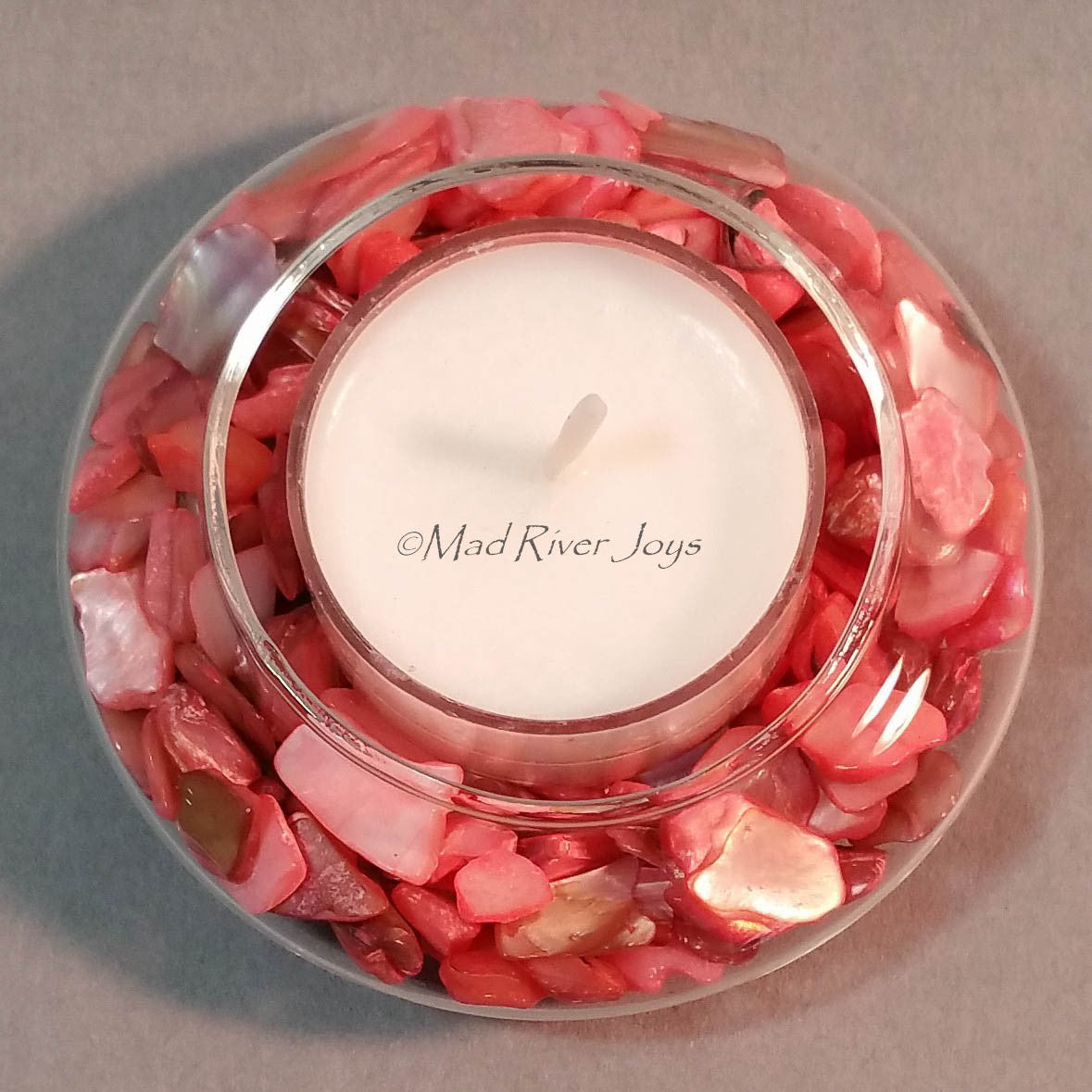 Tea Lights--Non-Floating--Coral Crushed Shell Tea Light Set