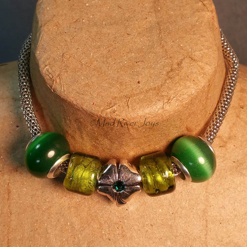 Bracelet--Chain--Shades of Green Shamrock