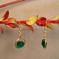 Earrings--Emerald Clovers on Gold