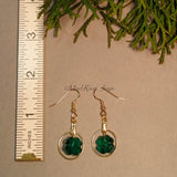 Earrings--Emerald Clovers on Gold