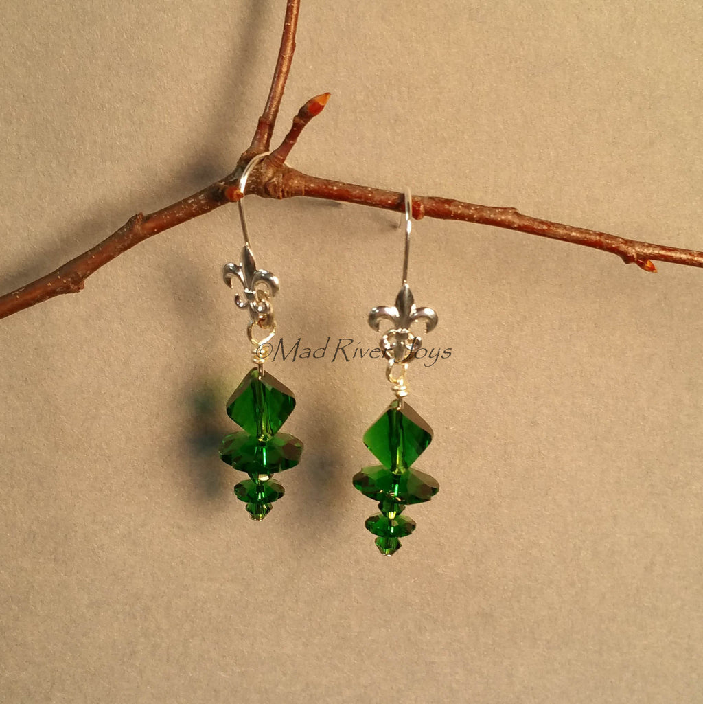 Earrings--Double Fleur de Lis