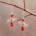 Earrings--Silver Cross--Jesus' Blood And Loaves
