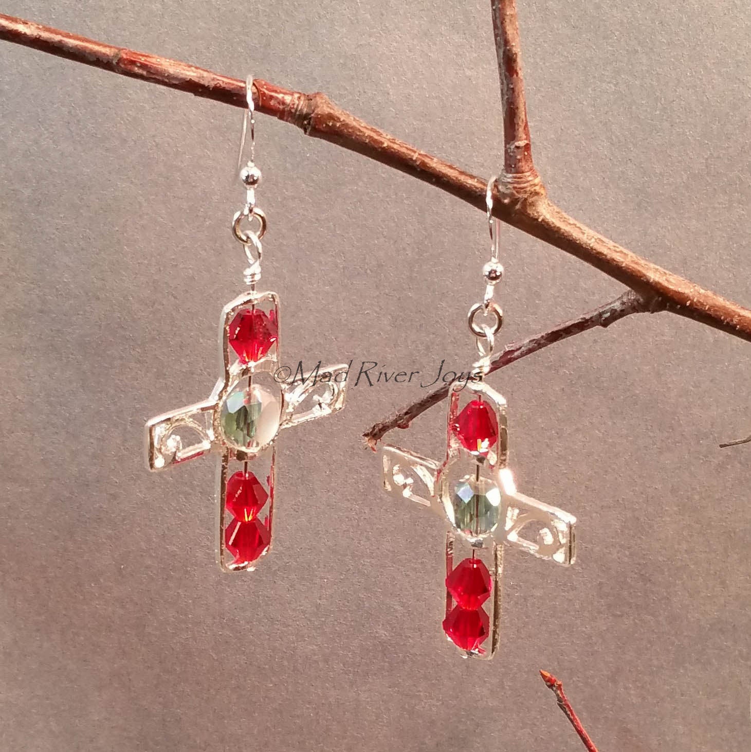 Earrings--Silver Cross--Jesus' Blood And Loaves