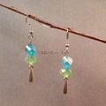 Earrings--Aqua Spiral/Light Green Drop