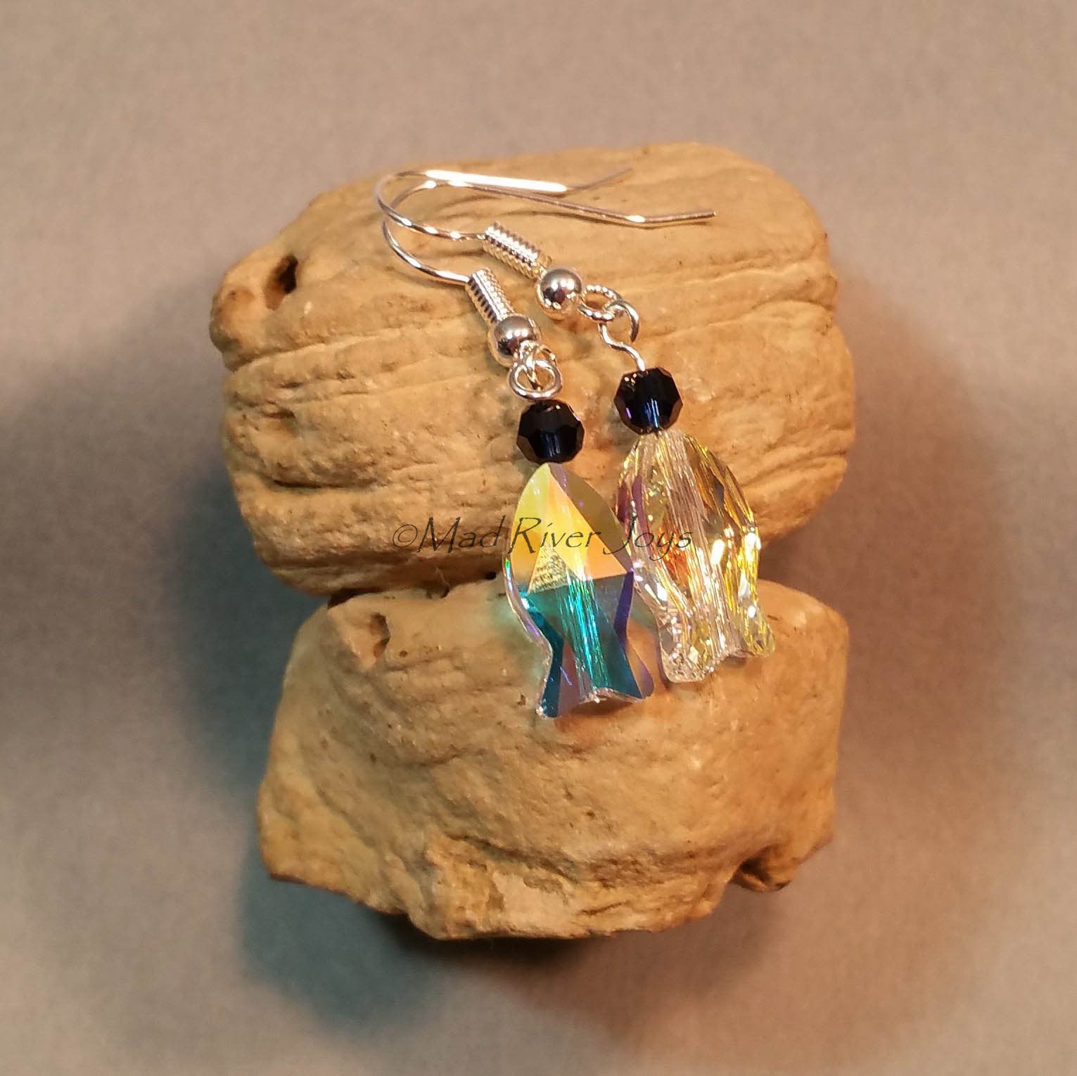 Earrings--Sparkling Blue Fish