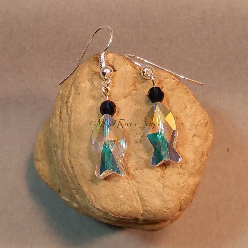 Earrings--Sparkling Blue Fish