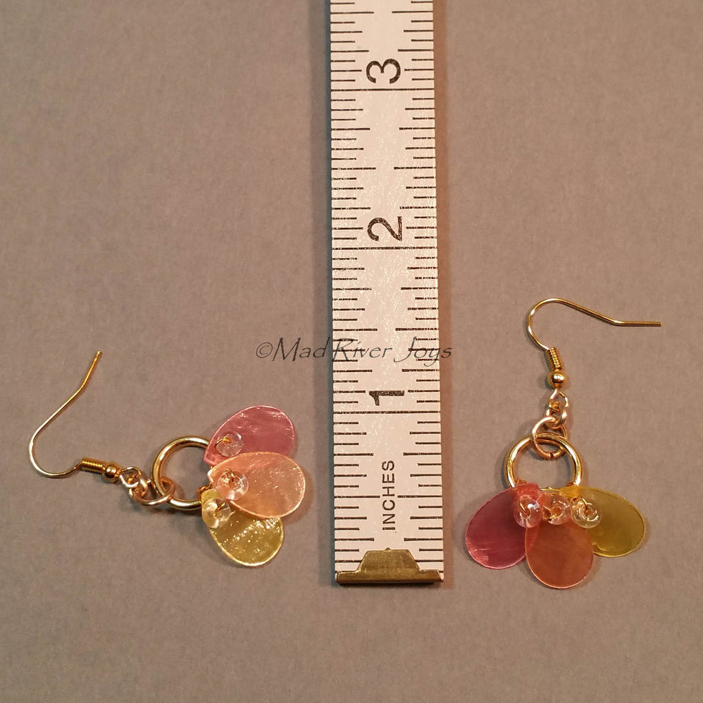 Earrings--Capiz Fan--Orange/Gold