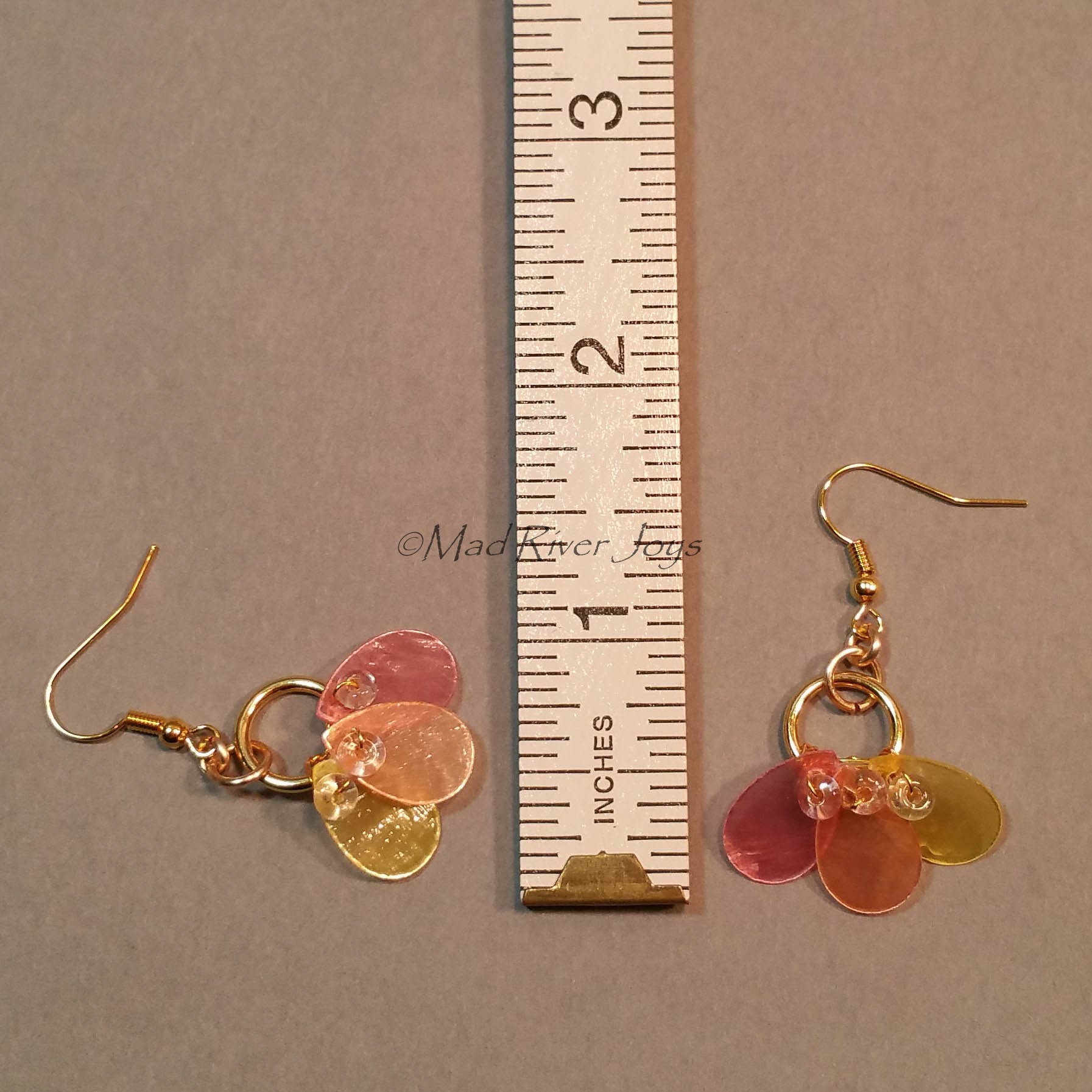 Earrings--Capiz Fan--Orange/Gold