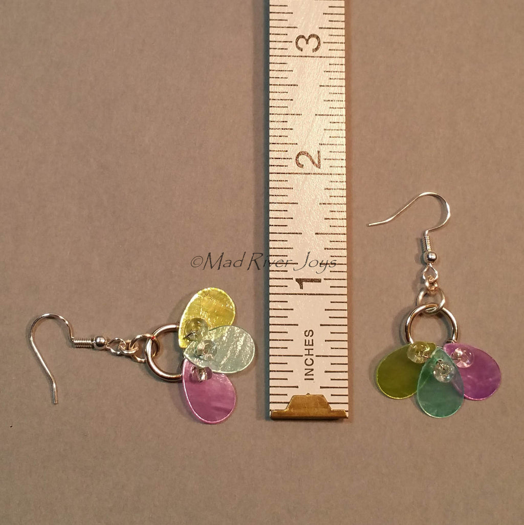 Earrings--Capiz Fan--Teal/Silver