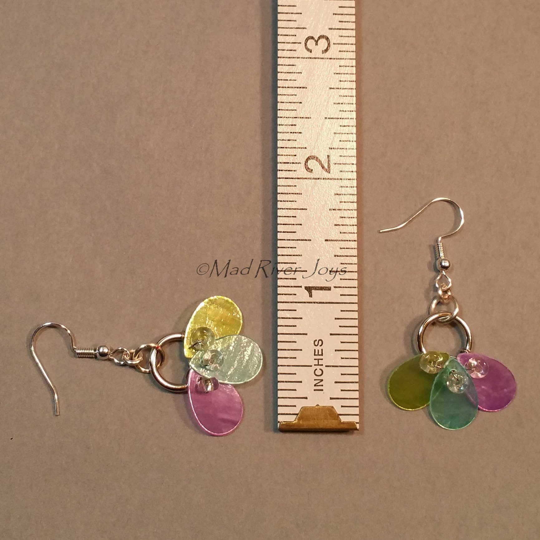 Earrings--Capiz Fan--Teal/Silver