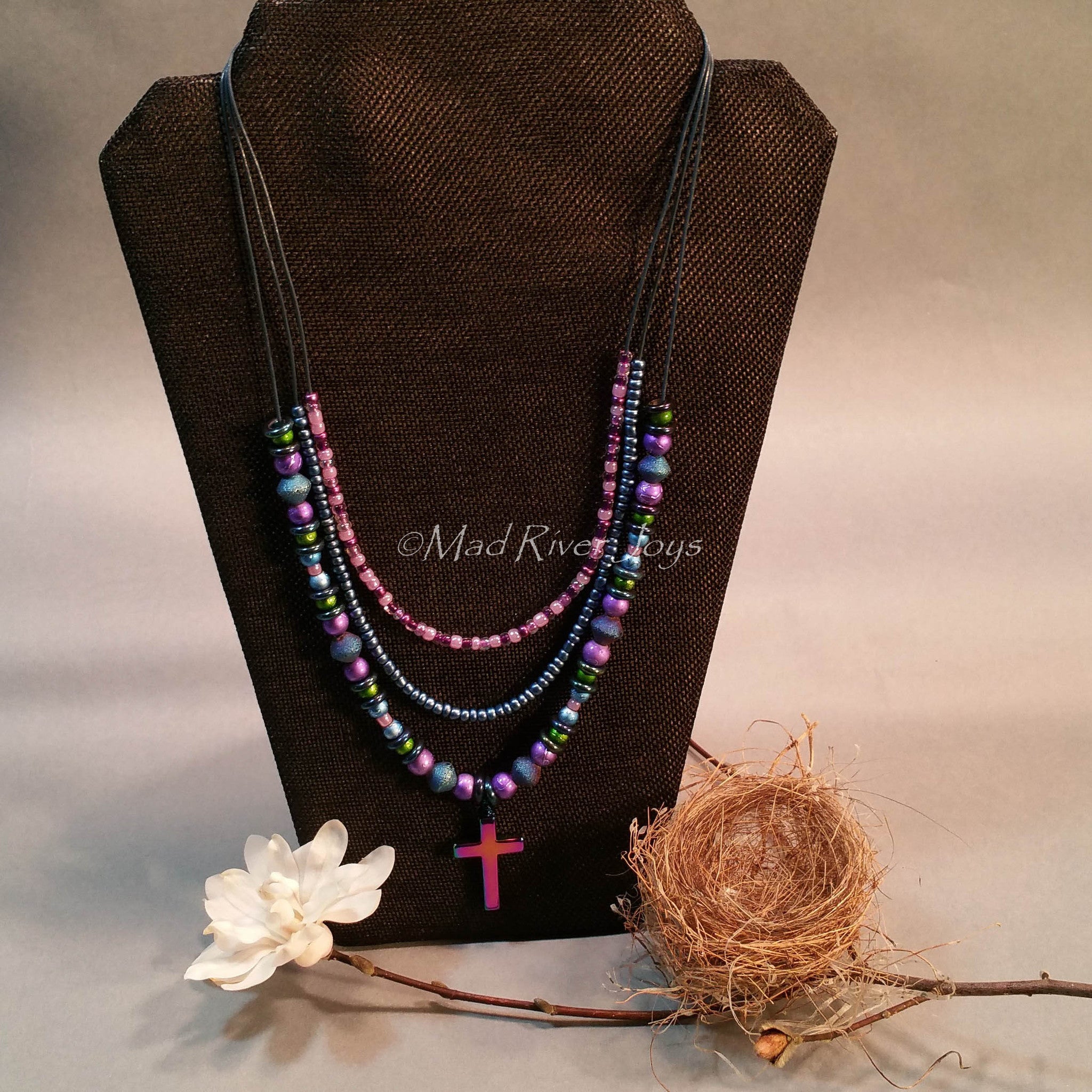 Necklace--Holy Trinity--Blue