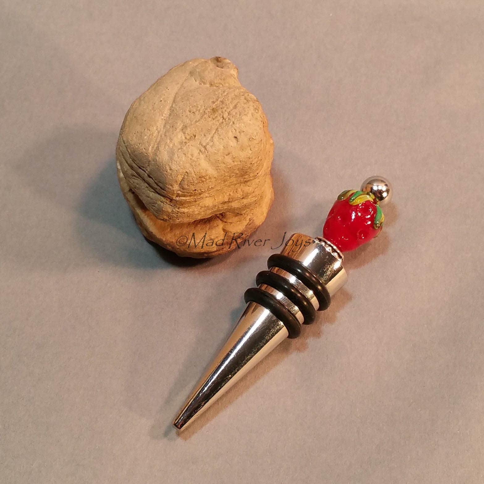 Bottle Stopper--Lampwork Glass Strawberry