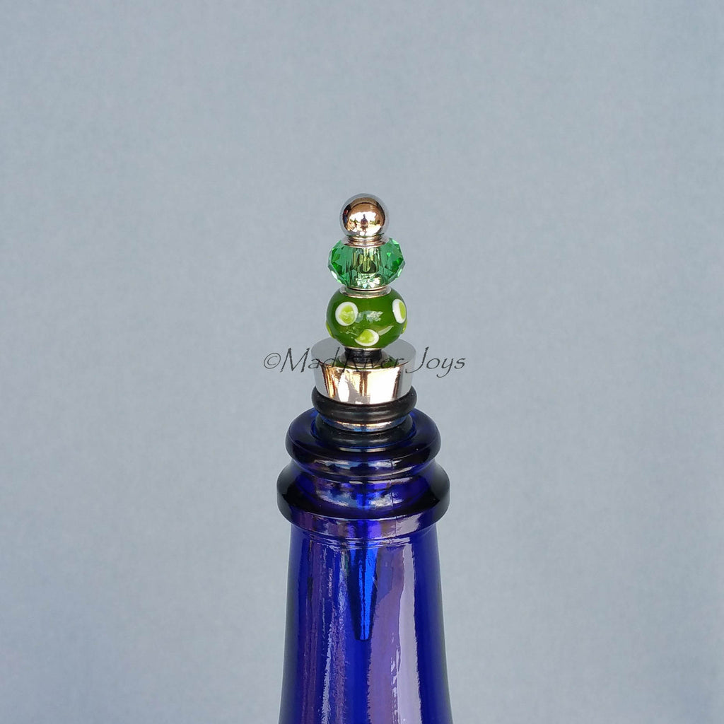 Bottle Stopper--Green Dot
