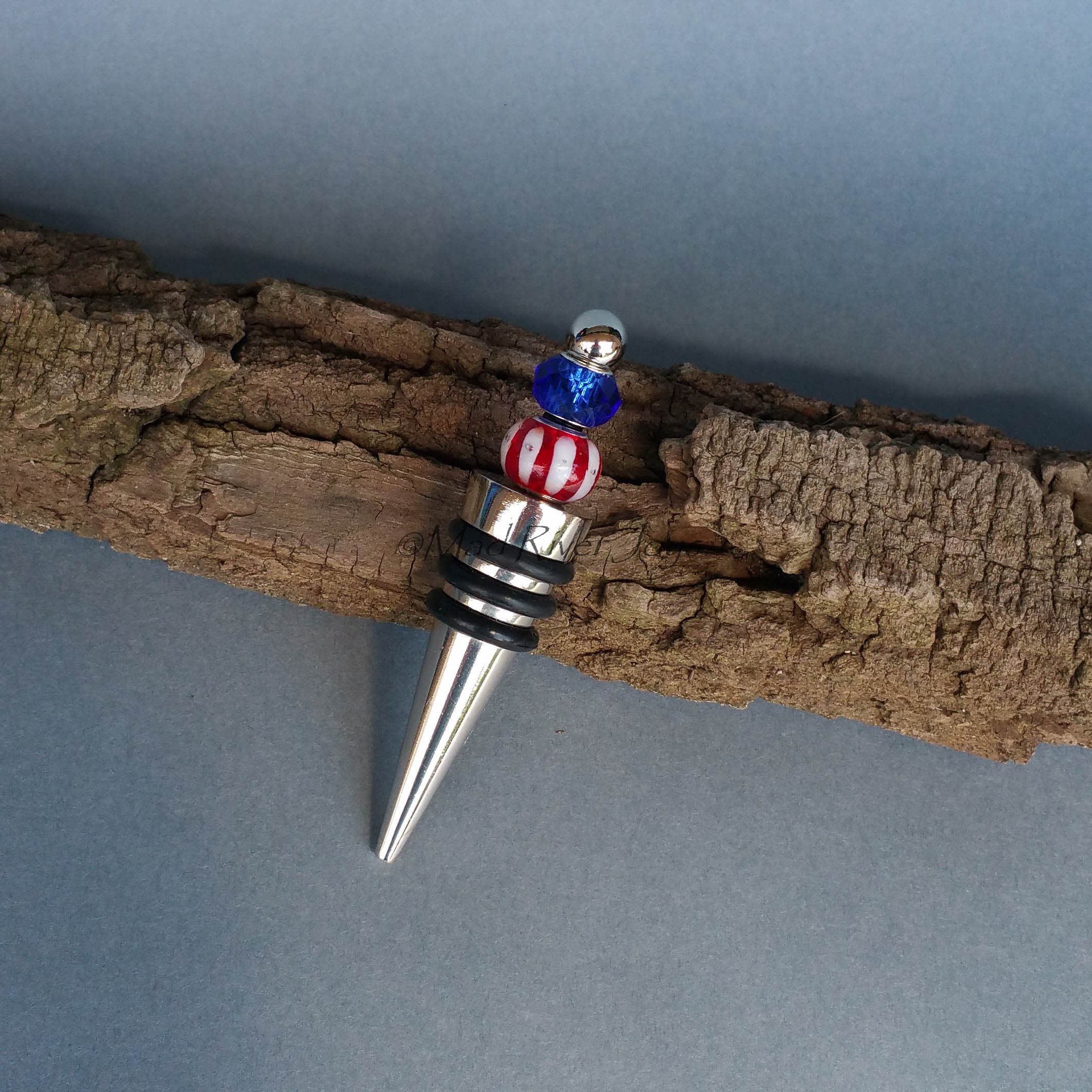 Bottle Stopper--Red, White, & Blue