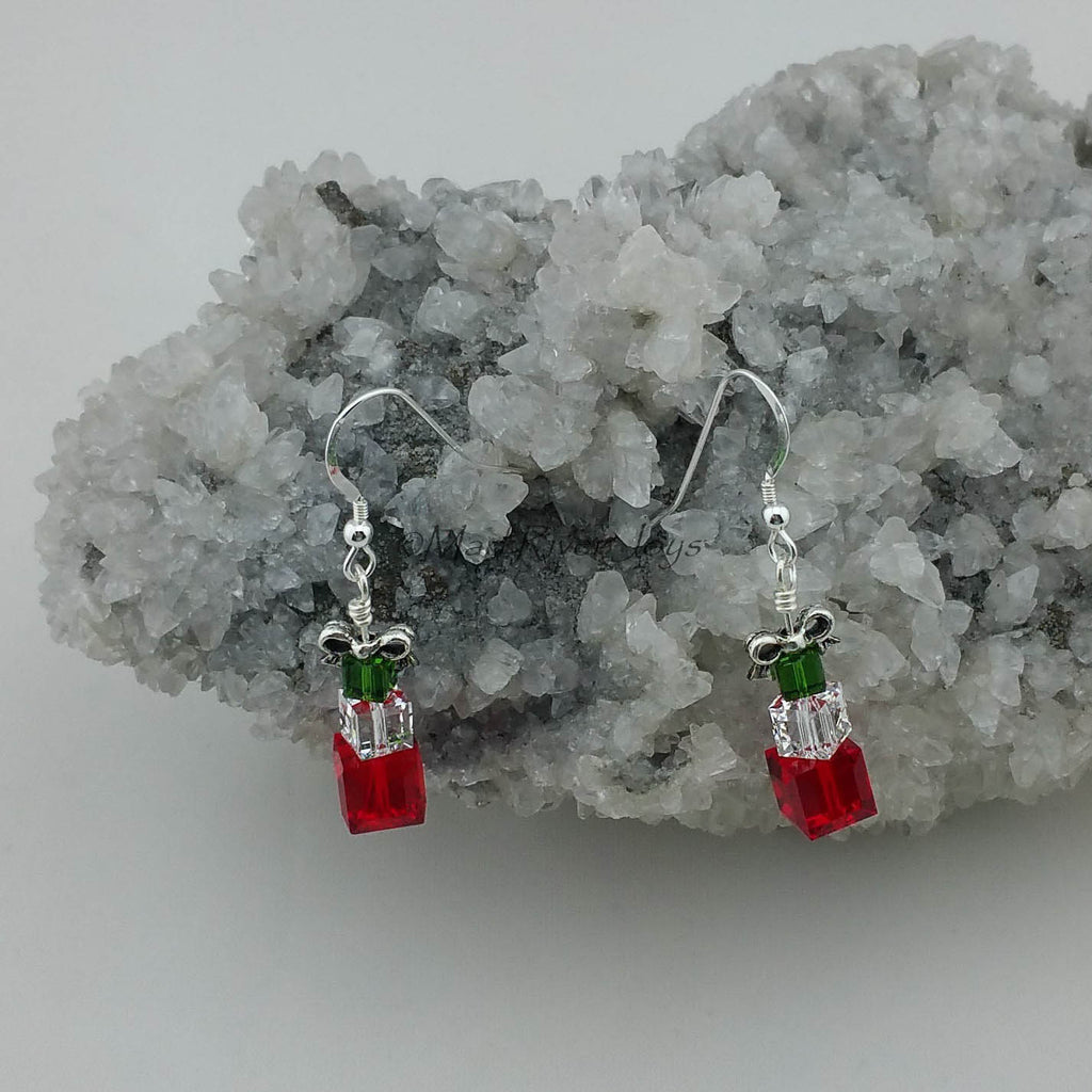 Earrings--Crystal Gifts--Red & Green