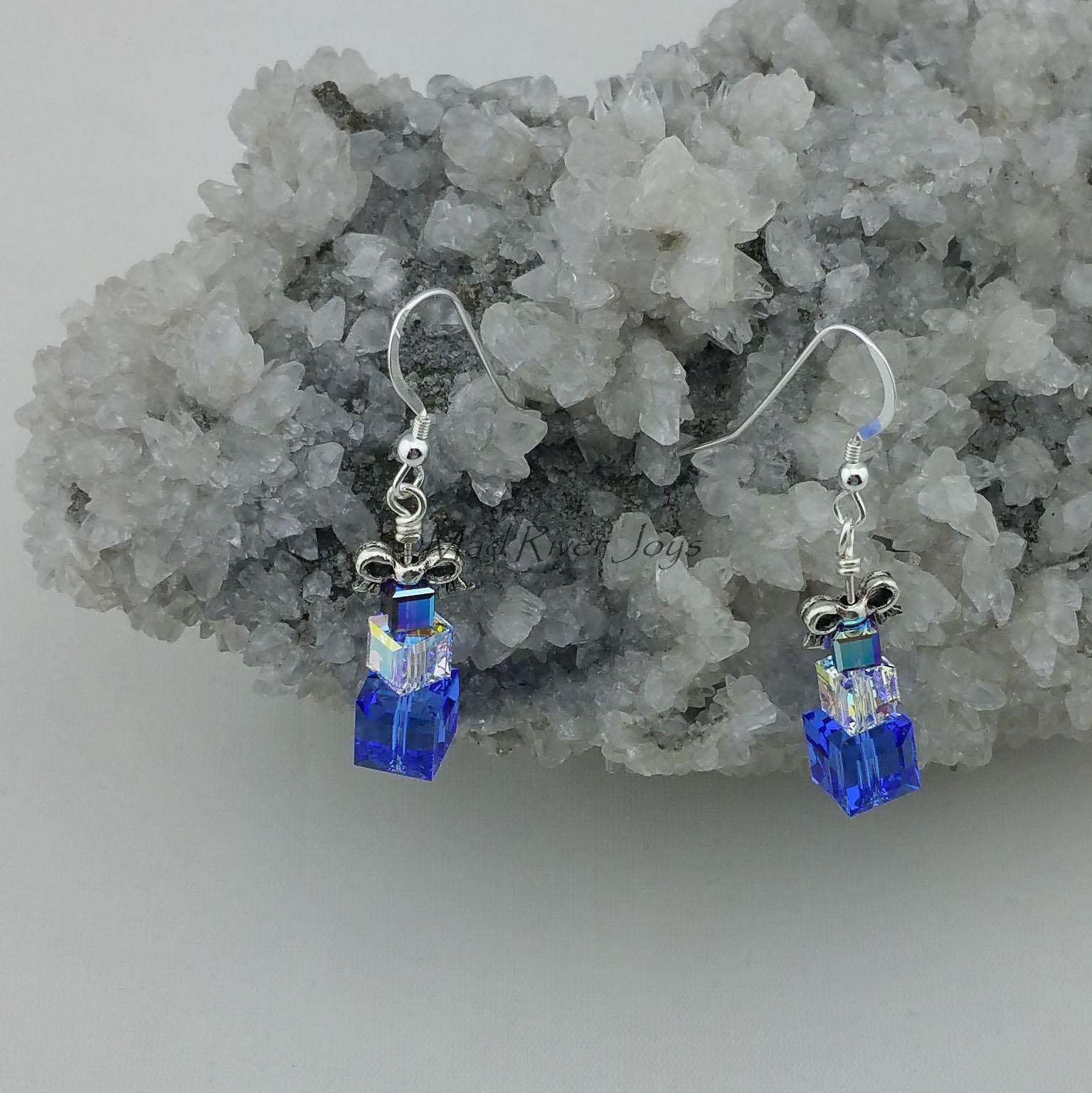 Earrings--Crystal Gifts--Purple & Blue