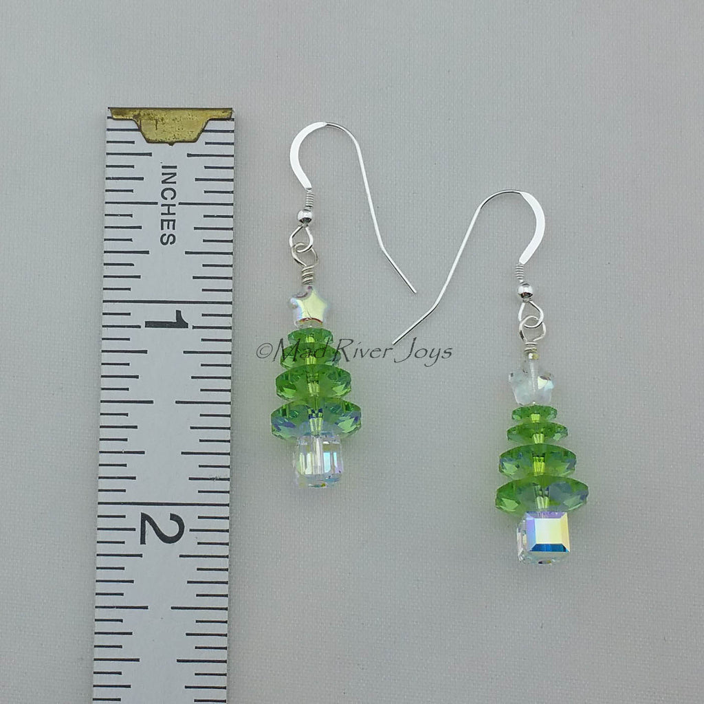 Earrings--Crystal Tree--Peridot Glacier