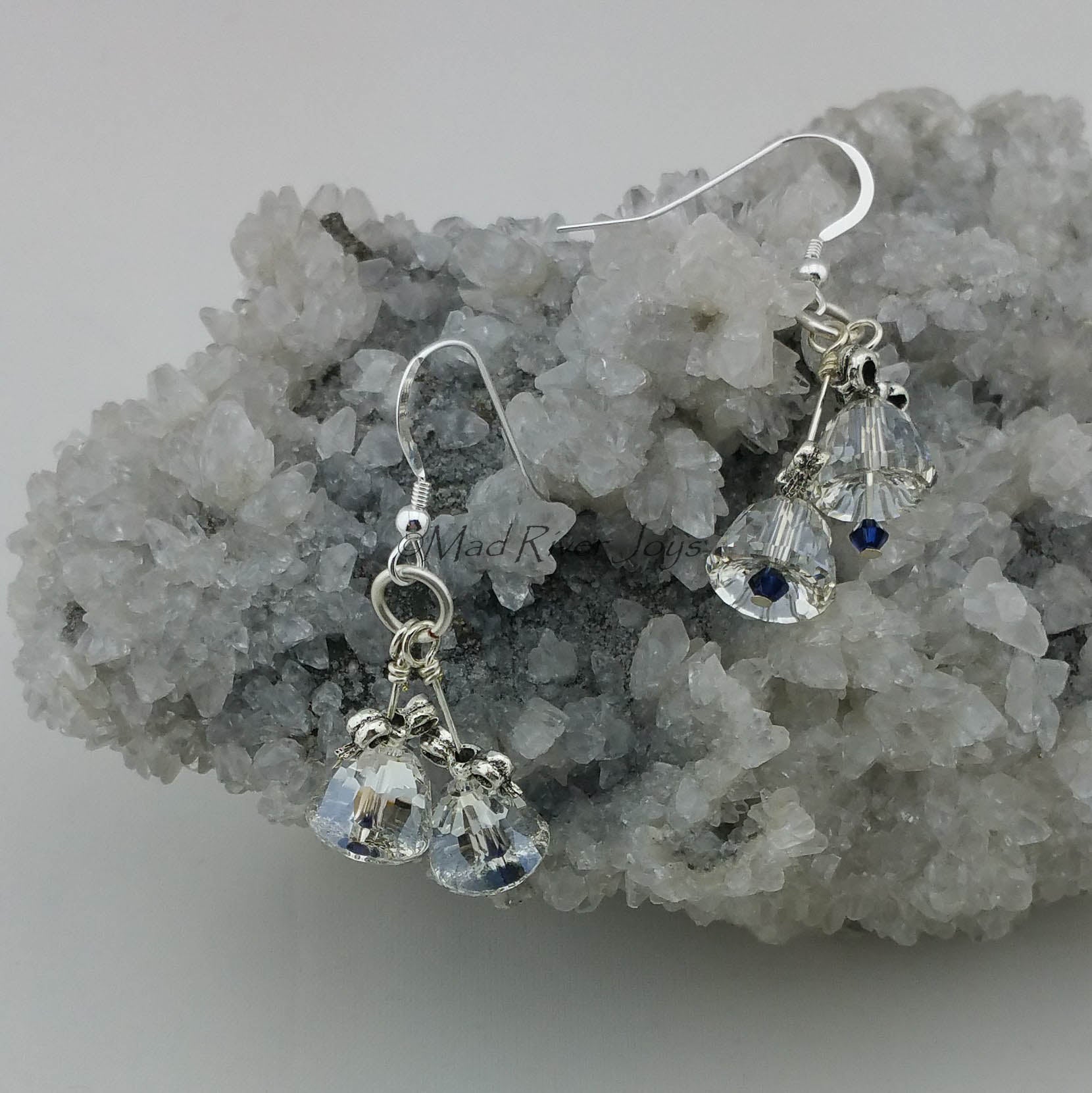 Earrings--Crystal Silver Bells