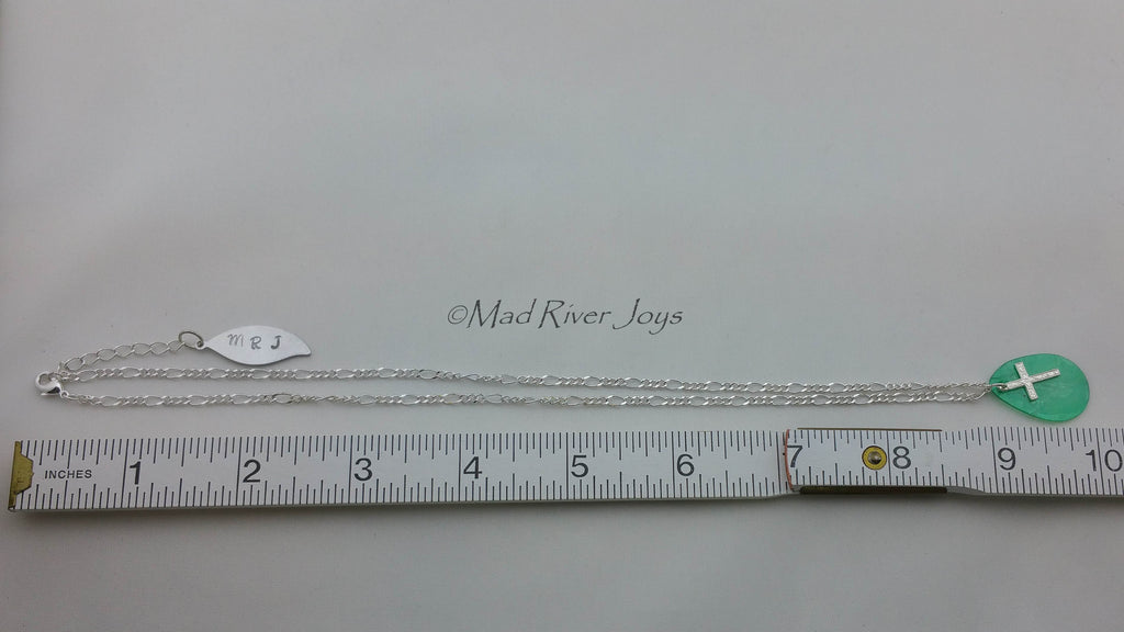 Necklace--Capiz Cross--Green/Silver