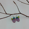 Earrings--Sugar Skull--Hot Pink w/Flower Beads
